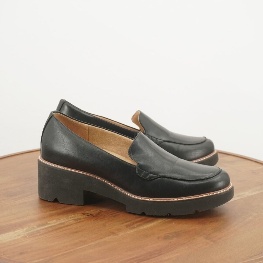 Naturalizer Black Chunky Heel Loafers
